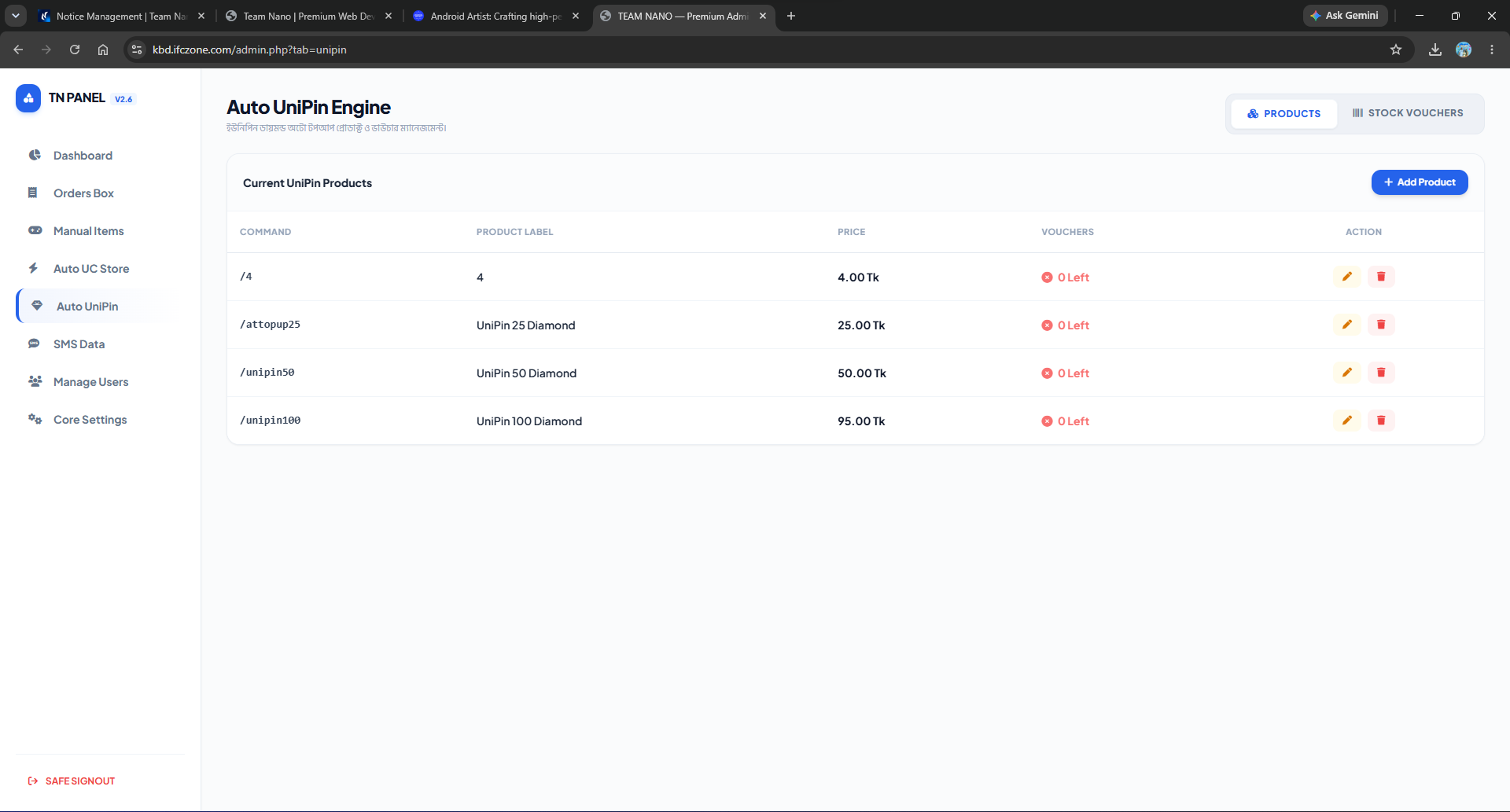 💎 Auto UniPin Product Management System